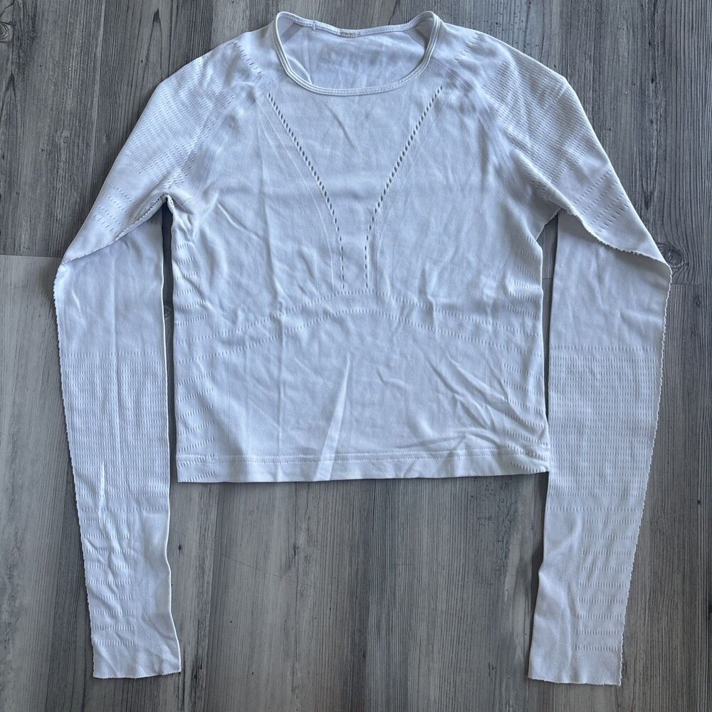 Lululemon Women's White Light Speed Seamless Running Top Size 6